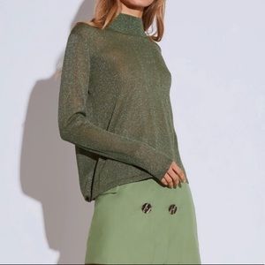 C/MEO Collective BOUNDARY KNIT TOP green metallic backless top (Small)